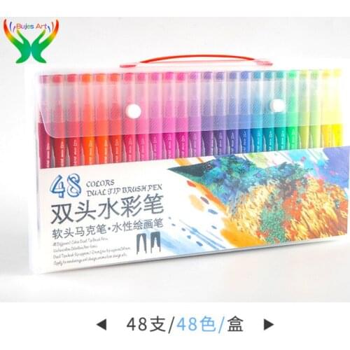 Double head color marker pen 48 / 60 / 72 color watercolor pen set brush pen Water based painting brush art supplies