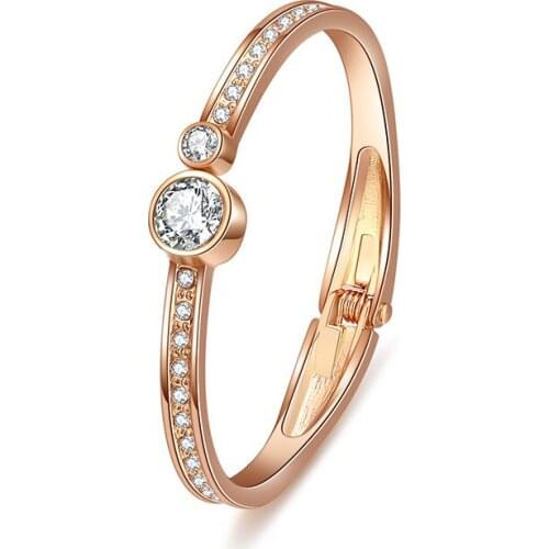 Elegant Crystal Cuff Gold Color Bangles Bridal Bracelet Lady Bracelet Bracelets & Bangles Jewelry Pulseras Mujer