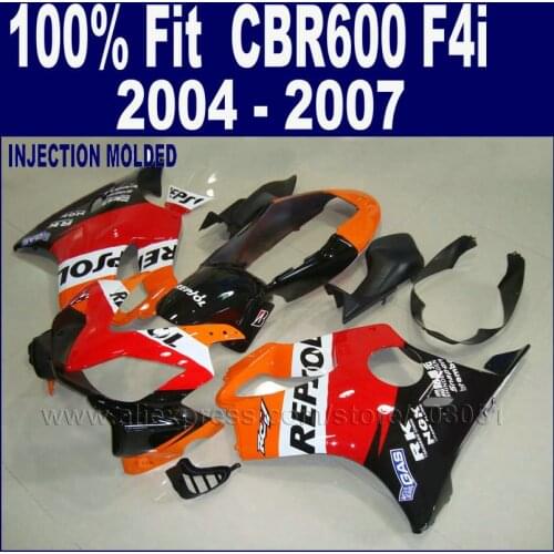 Customize Injection Body Kits For Honda 2004 2005 Cbr 600 F4i 2006 2007 Cbr600 F4i 04 05 06 07 Red Black Custom Fairing