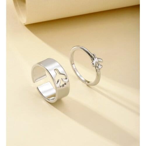 Lightning Airplane Hollow Couple Ring Men Womens Ring Gift Index Finger Ring Personality Minimalist Jewelry Trendy Finger Decor