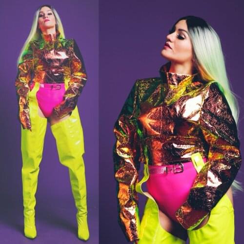 Gogo Dancer Costume Adult Reflective Rave Outfit Stage Outfit Festival Clothes Drag Queen Costume Green Gogo Boots DL8347