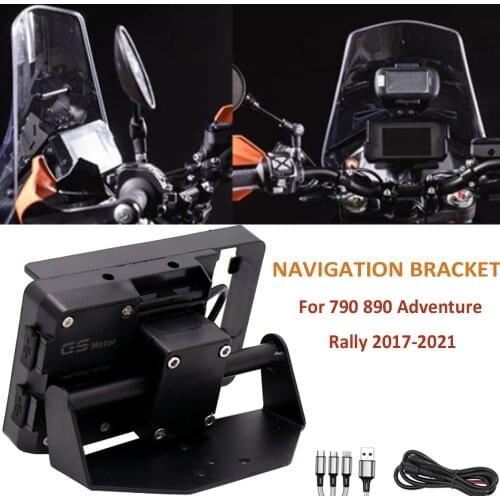Compatible For 790 890 ADV Adventure New Rally Motorcycle Mobile Phone GPS Navigation Bracket USB Charging Holder 2017-2021
