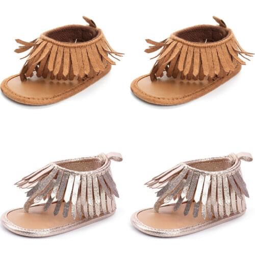 Newborn Toddler Baby Girls Fashion Causal Summer Sandals Shoes 2 Style Flat With Heel Solid Tassel Shoes Outfit 0-12M