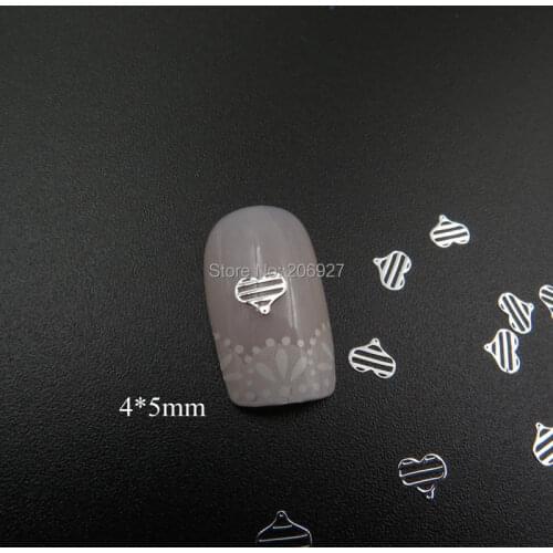 MS345-1 100pcs Silver Cute Heart Metal Sticker Nail Art Metal Sticker Nail Art Decoration Non-adhesive Sticker