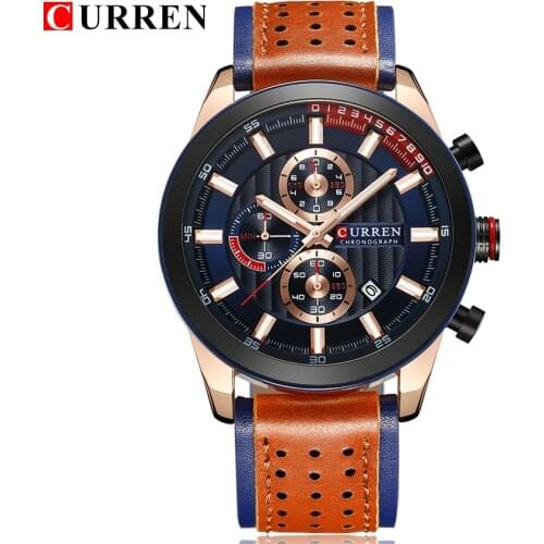Men Watches Luxury Brand CURREN Multi Function Mens Sport Quartz Watch Man Waterproof leather Business Clock Male Wrist Watch