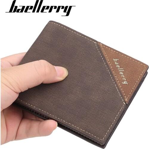 Baellerry Men New Fashion Soft Leather Short Wallet Coin Pocket Multi-card Site Horizontal Open Male Purse carteira masculina