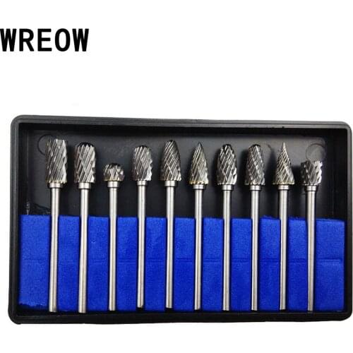 10Pcs/set 6mm Tungsten Carbide Cutter Rotary Burr Set CNC Engraving Grinding rotary tool accessories Milling Cutter Drill Bit