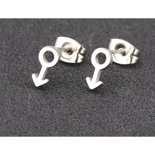 Stainless Steel Punk Gender Symbol Stud Earrings Boy Symbol Earrings For Gay Pride Jewelry Gift Bijoux Minimalist