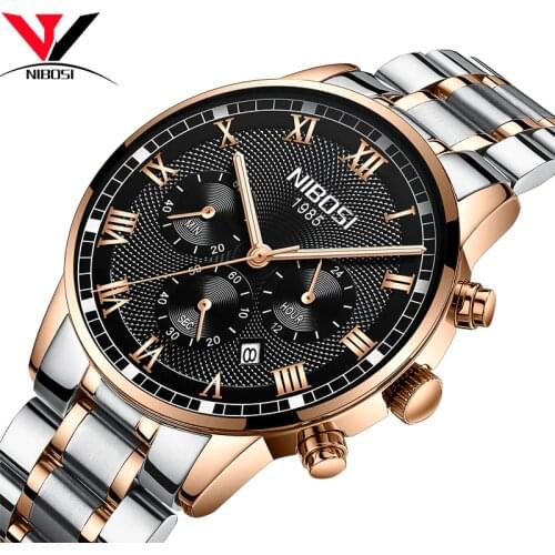 NIBOSI Mens Sport Watches Men Waterproof Luxury Brand Watch 2019 Fashion Full Steel Analog Quartz Wristwatch Relogio Masculino