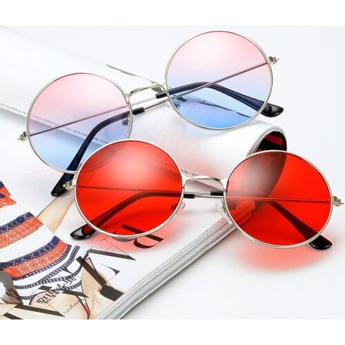 Retro Small Round Sunglasses Women Vintage Brand Shades Red Metal Sun Glasses For women Fashion Designer Lunette
