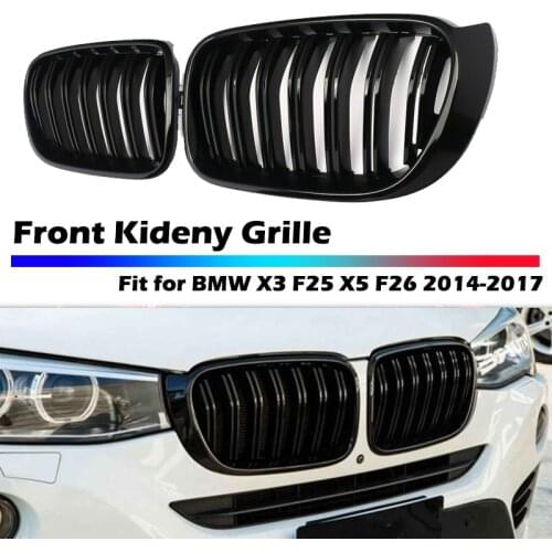 Front Hood Kidney Grille Bumper Black Dual Grill Fit For BMW X3 X4 F25 F26 2014-2017 ,Car accessories Replacement Part
