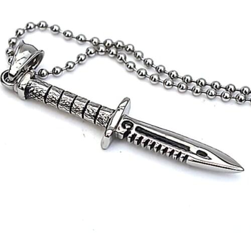 EDC Titanium steel Knife Necklace sword pendant fashion creative ornament mens necklace Outdool Self defense Tool For Women