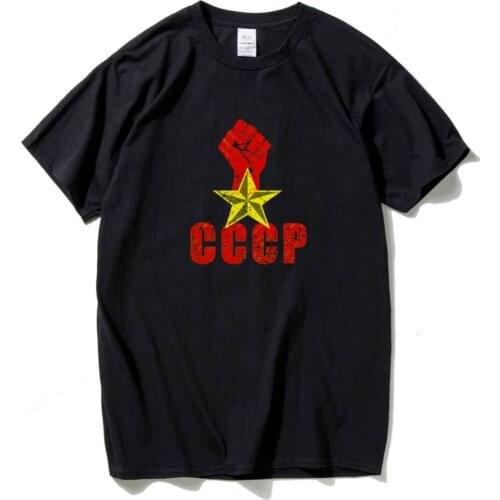 Russian T Shirt Man CCCP USSR Soviet Union T Shirt Moscow Russia Mens Tees Cotton O Neck One Punch and Stars Tops