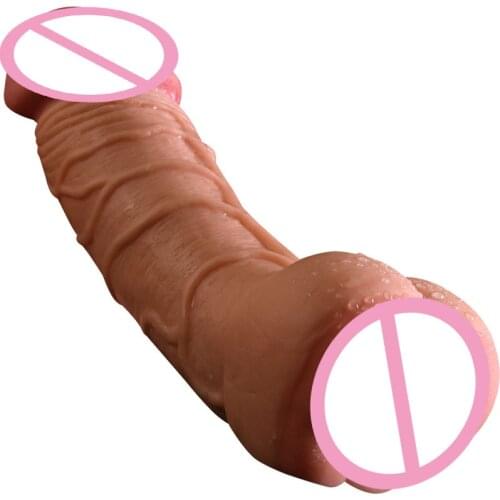 Silicone Condom Penis Enlarger Sleeve Big Dildo with Soft Vagina Flexible Penis Dick Men Masturbator Female Masturbation