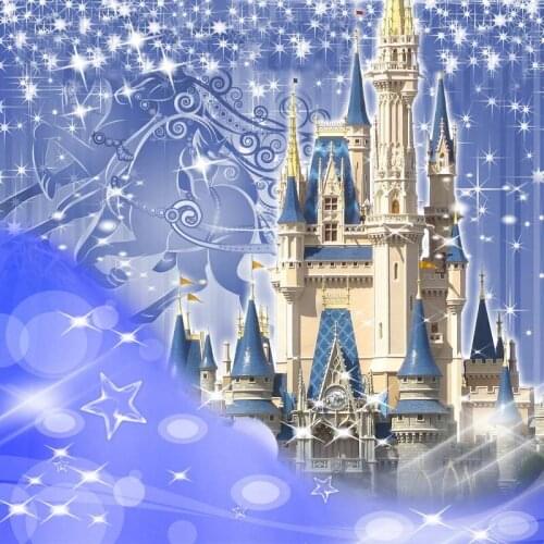 Blue Glitter Sparkles Castle Palace Princess background polyester or Vinyl cloth High quality Computer print party backdrops