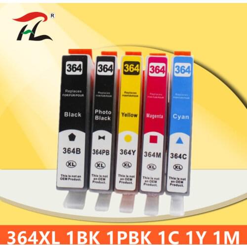 5pc 364XL Compatible Ink Cartridge for HP364 xl Photosmart 5520 5524 6510 6520 7510 B109 B110 B209 B210 C309 C310 C410 Printer