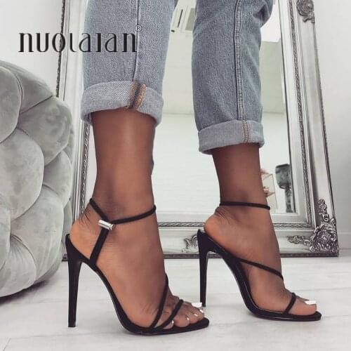 2019 Summer women pumps ankle strap high heel pumps shoes for women sexy peep toe high heels sandals party wedding shoes woman