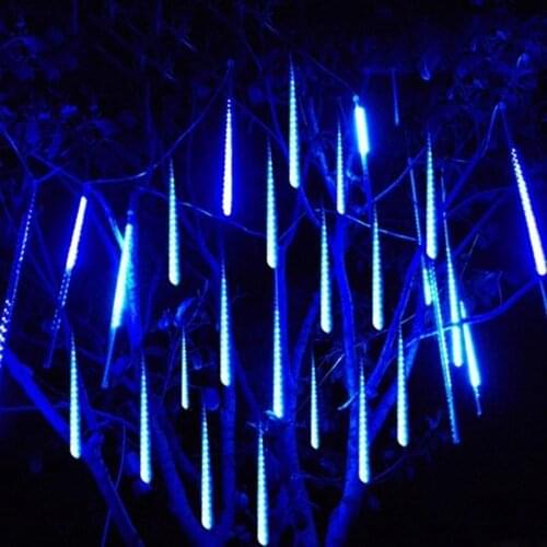 30/50CM Outdoor Meteor Shower Rain Light Garland For Christmas Holiday Party Patio Falling Raindrop Fairy String Light
