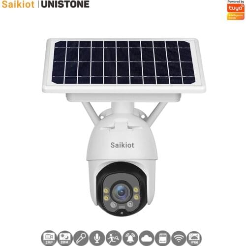Saikiot Tuya Smart 2MP WIFI Solar Powered Speed Dome Outdoor Dual Light with Motion Detection Camera Microwave Motion Detection