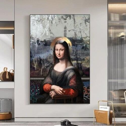 Vintage Portrait Mona Lisa Character Canvas Painting Posters and Prints Wall Art Picture for Living Room Wall Decoration Cuadros