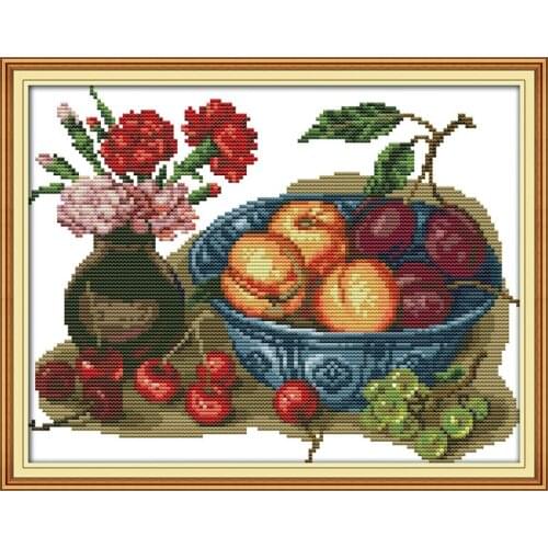 Cherry fruit painting counted printed on the canvas 11CT 14CT DIY kit Cross Stitch embroidery needlework Set home decor