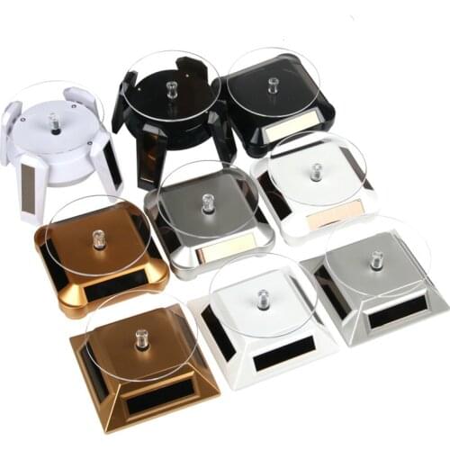 Solar Showcase 360 Turntable Round Rotating Jewelry Necklace Bracelet Watch Phone Display Stand Jewelry Organizer Hard