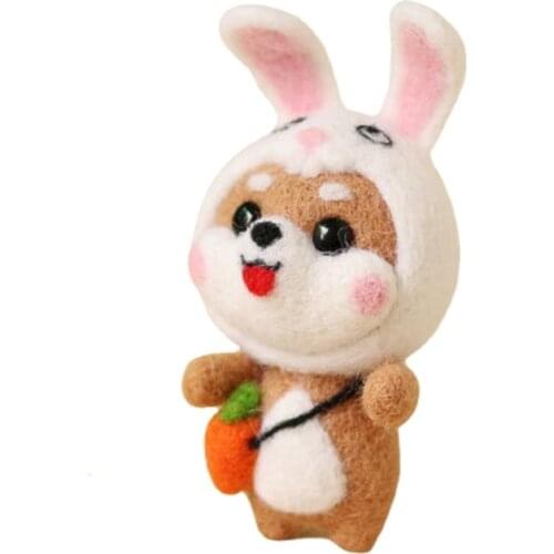 Non-Finished DIY Doll Toy Material Fashion Handmade Package Felt Kit Watermelon Fox Head Rabbit Cute Animal Wool Needle Felting