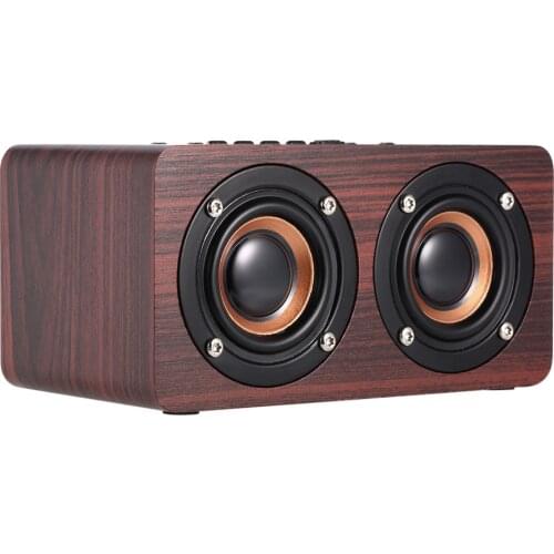 W5 Wooden Wireless Bluetooth Speaker Double Speaker support TF Card AUX Audio Line connection Loudspeakers Portable Bass Boombox
