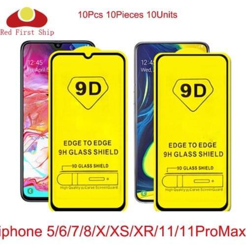 100Pcs 9D Tempered Glass for iPhone 11 Pro Max Xs Max Xr X 6 6S 7 8 Plus Full Cover Screen Protector for iPhone 12 Pro Max Mini