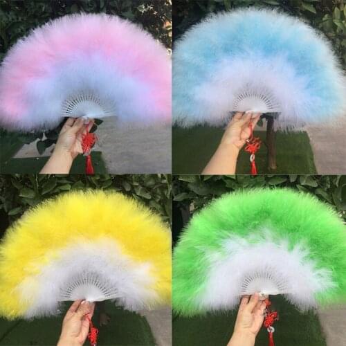 Thicken Fluffy Folding Marabou Feather Fan Hand Fan Show Party Women Lady Props Cosplay Gift wedding birthday