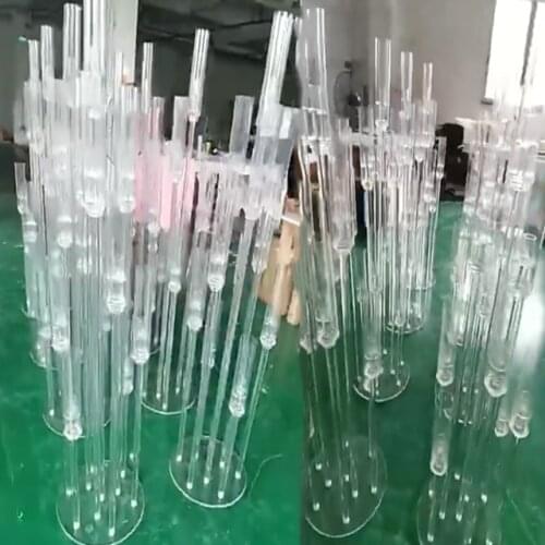 10pcs)Acrylic 10 Head Clear Centerpiece walkway stand for wedding table qq559