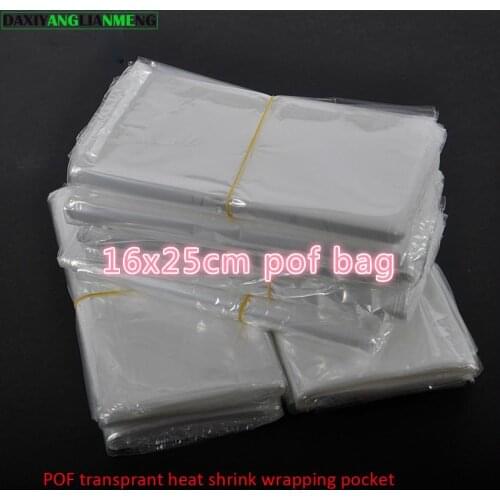 300pcs/lot 16x25cm Clear Transparent Shrink Wrap Package Heat Seal Bag POF Gift packing plastic bags for comestic bottles boxes