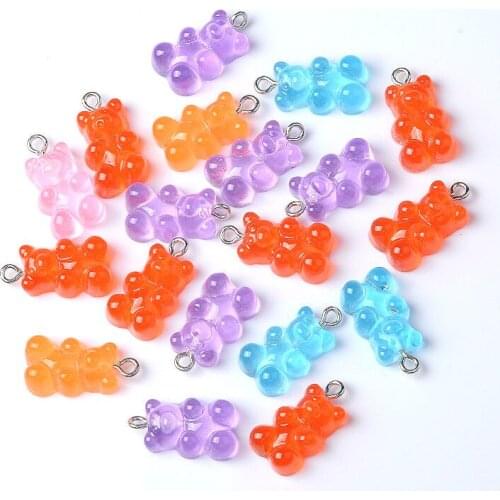 20-50Pcs Cute Mini Bear Candy Flat Back Resin Accessories Women Earrings Jewelry Key Ring Pendant DIY Craft Material Plane Resin