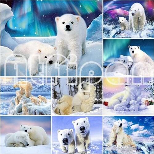 DIY Polar Bear 5D Diamond Painting Full Square Drill Animal Diamond Embroidery Cross Stitch Kits Mosaic Wall Art Home Decor Gift