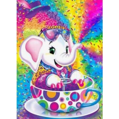 Kexinzu Diamond Embroidery Cross Stitch 5D DIY Full Square Diamond Painting 3D Mosaic Cartoon Elephant Resin Home Decor Gift