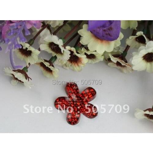 FREE SHIPPING 80PCS red nest acrylic rhinestone flower flatback cabochon 30mm #22206