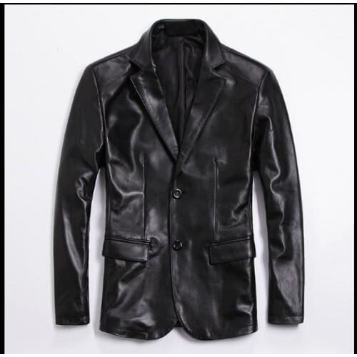 Free shipping.plus size Brand classic mens leather Jacket,100% genuine sheepskin casual business suits,soft office coat