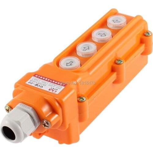 COB-22 Rainproof Hoist Crane Pushbutton Switch 4 Way Control Station Orange