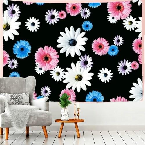 Flower Painting Botanical Tapestry Wall Hanging Chart Hippie Bohemian Tapestries Colorful Psychedelic Boho Home Home Decor