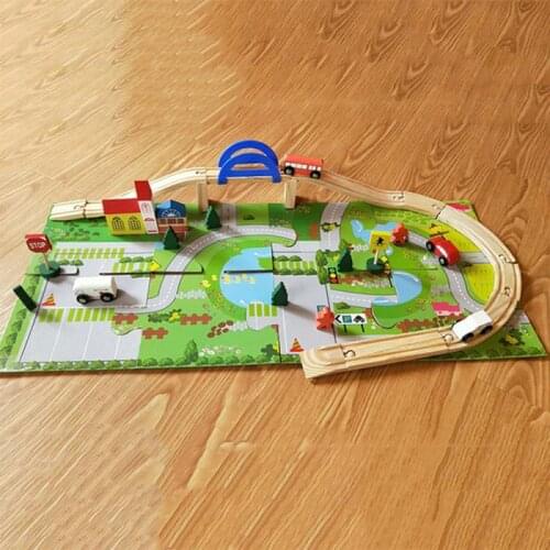 1 Set Wooden Toy Small Train Track Car Play House Childrens Educational Early Childhood Education Toy Building Block Toy Car