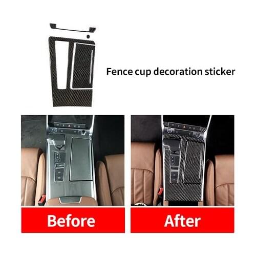 For AUDI A6L 2019 carbon fiber gear cup decoration sticker 1pc