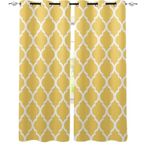 Geometry Moroccan Yellow White Blackout Curtains for Children Kids Home Decor Bedroom Living Room High Shading Window Curtains