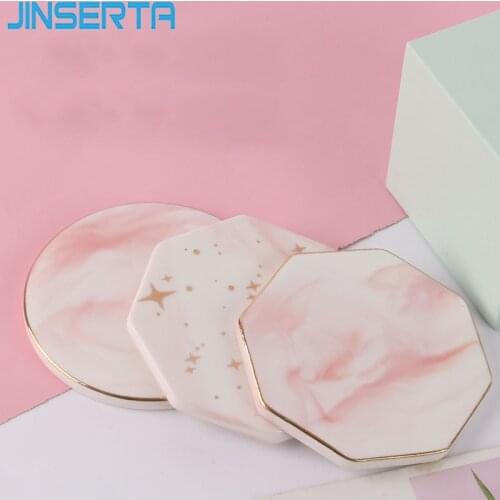 JINSERTA Marbled Ceramic Storage Tray Jewelry Display Plate Cosmetic Organizer Hexagon Nail Palette Photography Props
