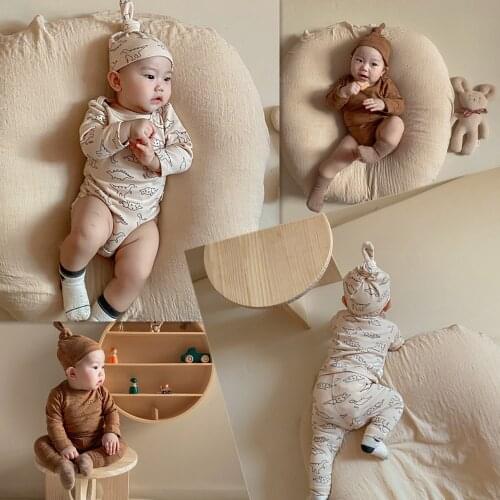 Newborn Baby Girls Boy Clothes Set Cotton Dinosaur Print Infant Long Sleeve Romper + Hat + Tshirt + Pant Baby Pajamas Clothes