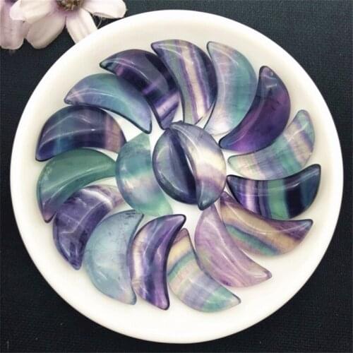 Beautiful natural quartz crafts rainbow fluorite moon healing stones for gifts