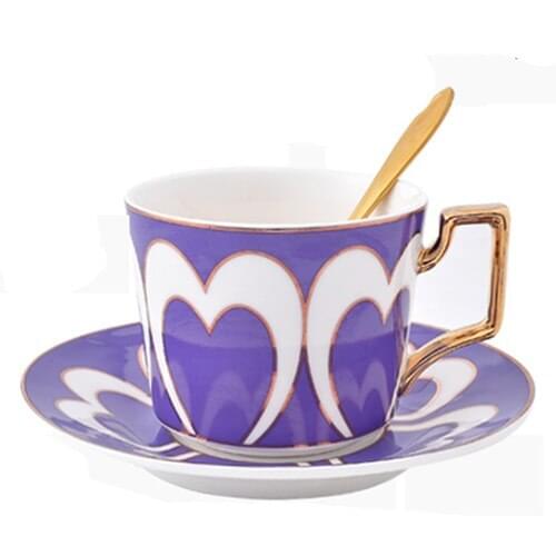 Colorful Bone Porcelain Afternoon Tea Cup And Saucer Set Ceramic Coffee Cup With saucer Stainless Spoon 200ml Home Drinkware