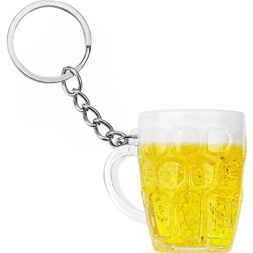 LEEPEE Auto Accessories Key Chain Car Keyring Keychain Simulation Food Handicraft For Men Woman Resin Beer Cups