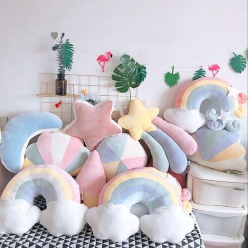 Moon Rainbow Sleeping Pillows Cloud Star Throw Pillow Cute Toys Car Cushion Christmas Gift Home Decor