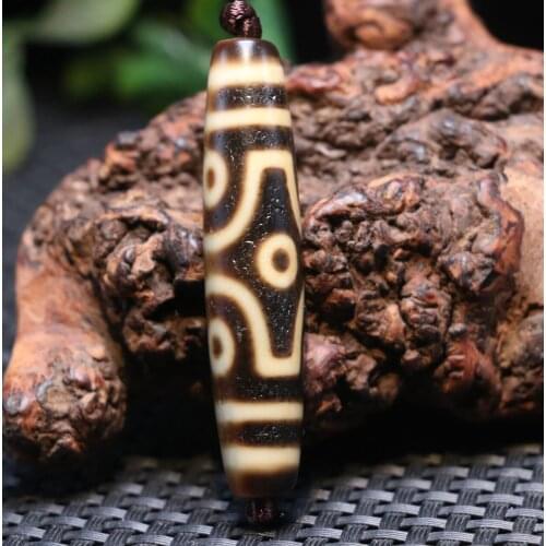 Magic Power Tibetan old Agate Ivory Color 6 Eye Clever dZi Bead Amulet 56*12MM A LKbrother Sauces Top Quality