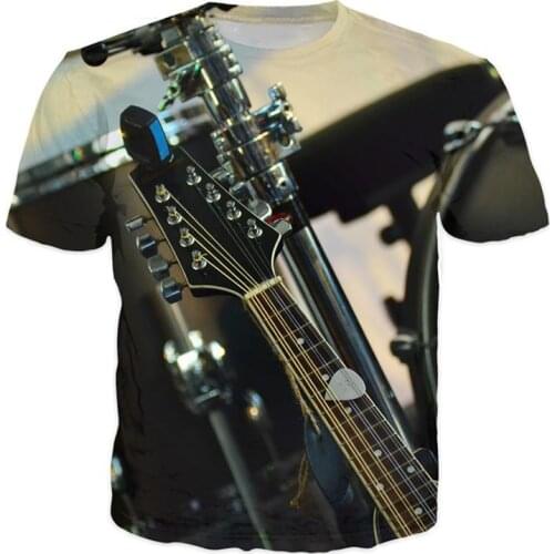 Hot Fashion Rock Style T-Shirt DJ Disco Music Guitar Print 3D T Shirt Neutral Men /Womens Tshirt Hipster Hip-hop Casual Clothing